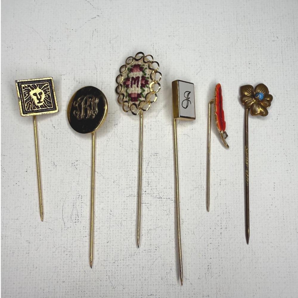 Vintage & Antique Scarf Stick Pins Lot of 6 Jewelry Victorian Art Deco
